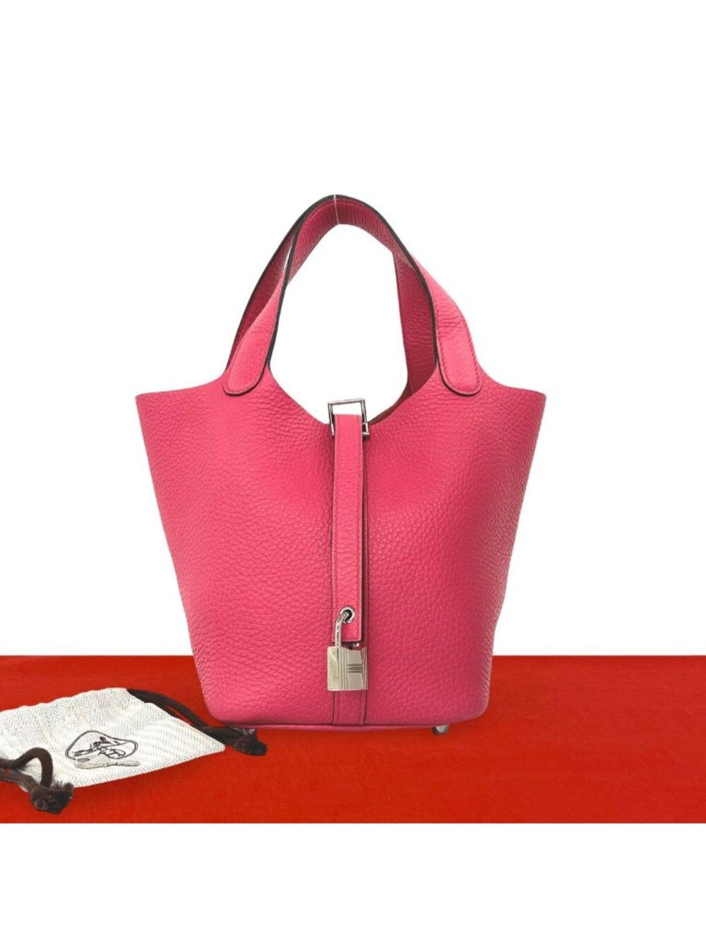 Hermes Picotin Lock MM Taurillon Clemence Handbag Mini Tote Rose Extreme